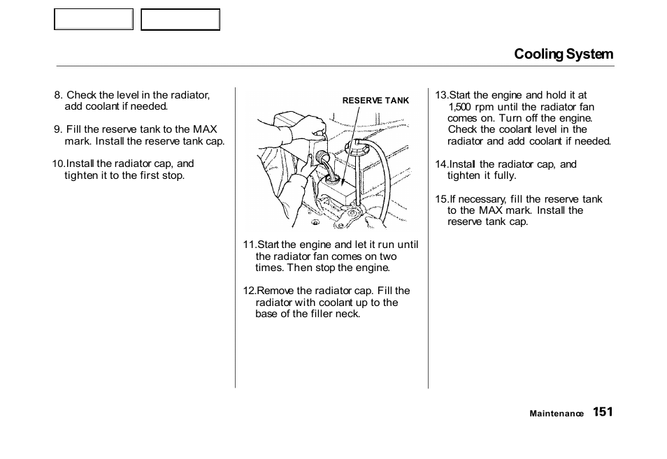 Cooling system | HONDA 2000 Civic Hatchback - Owner's Manual User Manual | Page 154 / 245