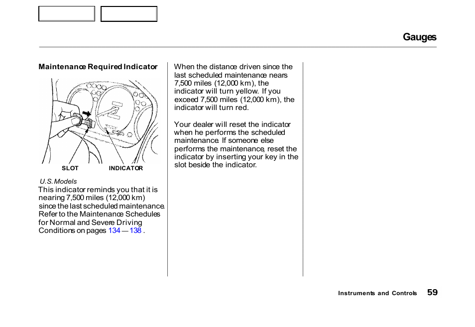 Gauges | HONDA 2000 Civic Hatchback - Owner's Manual User Manual | Page 62 / 245