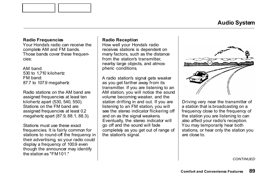 Audio system | HONDA 2000 Civic Hatchback - Owner's Manual User Manual | Page 92 / 245