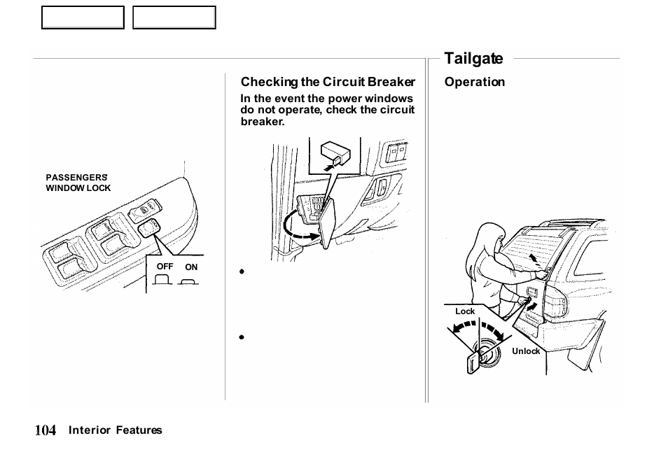 Tailgate | HONDA 2000 Passport - Owner's Manual User Manual | Page 107 / 267