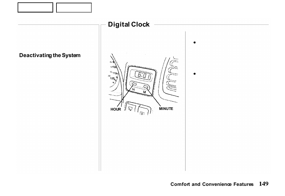 Digital clock | HONDA 2000 Passport - Owner's Manual User Manual | Page 152 / 267