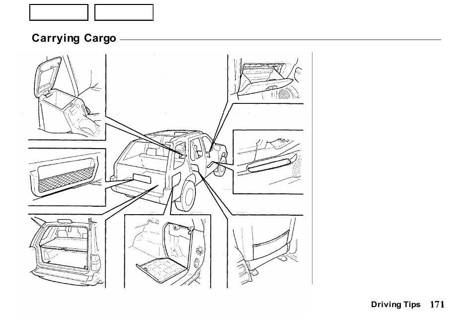 Carrying cargo | HONDA 2000 Passport - Owner's Manual User Manual | Page 174 / 267
