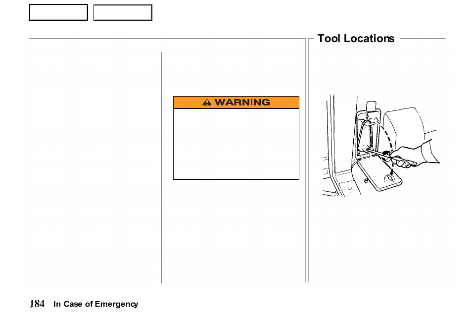 Tool locations | HONDA 2000 Passport - Owner's Manual User Manual | Page 187 / 267