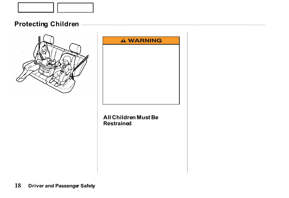 Protecting children | HONDA 2000 Passport - Owner's Manual User Manual | Page 21 / 267