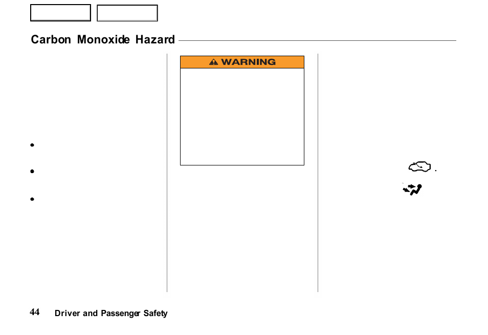Carbon monoxide hazard | HONDA 2000 Passport - Owner's Manual User Manual | Page 47 / 267