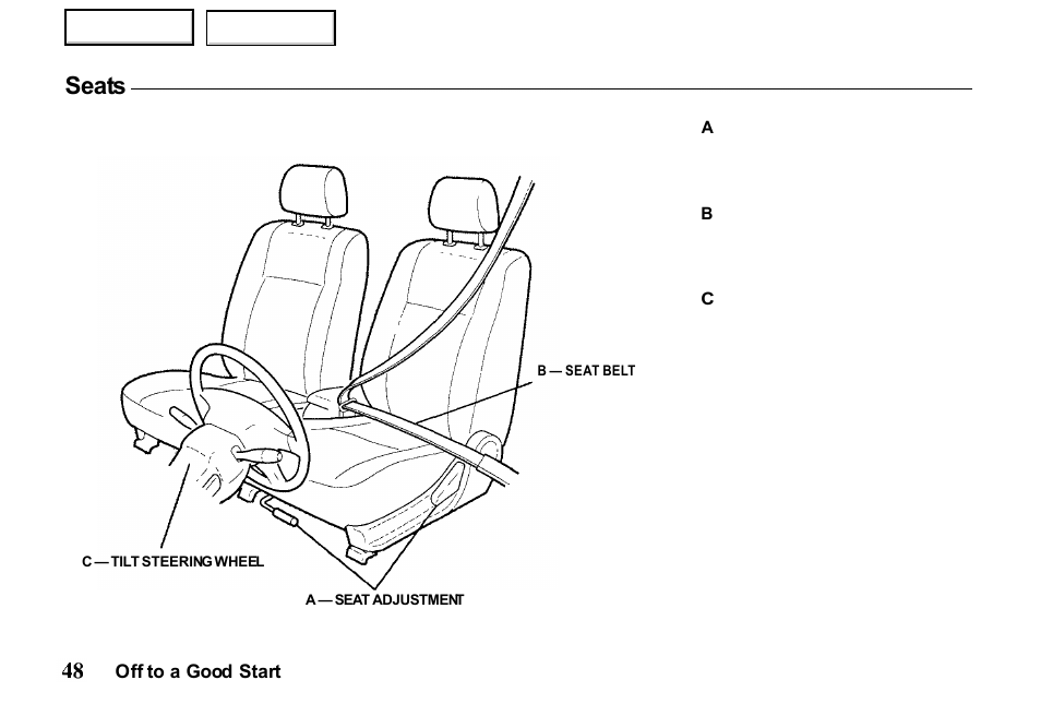 Seats | HONDA 2000 Passport - Owner's Manual User Manual | Page 51 / 267