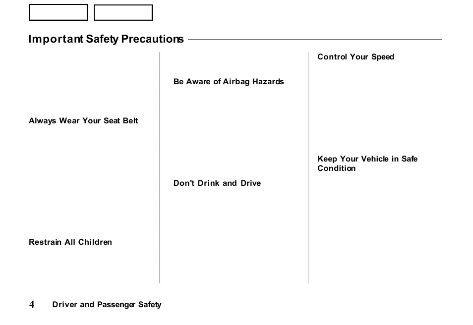Important safety precautions | HONDA 2000 Passport - Owner's Manual User Manual | Page 7 / 267