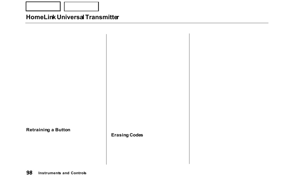 Homelink universal transmitter | HONDA 2000 Odyssey - Owner's Manual User Manual | Page 101 / 352