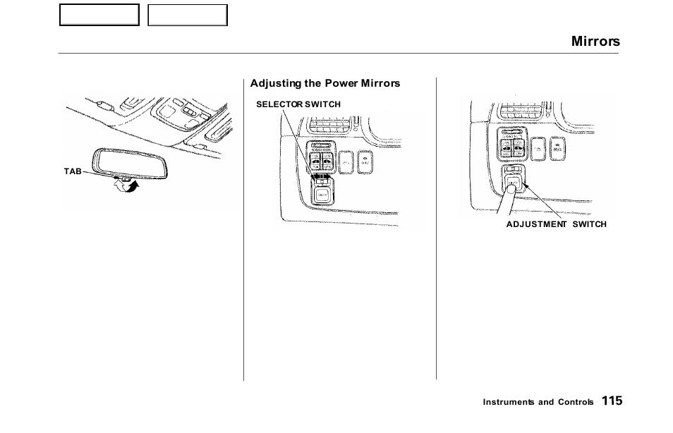 Mirrors | HONDA 2000 Odyssey - Owner's Manual User Manual | Page 118 / 352