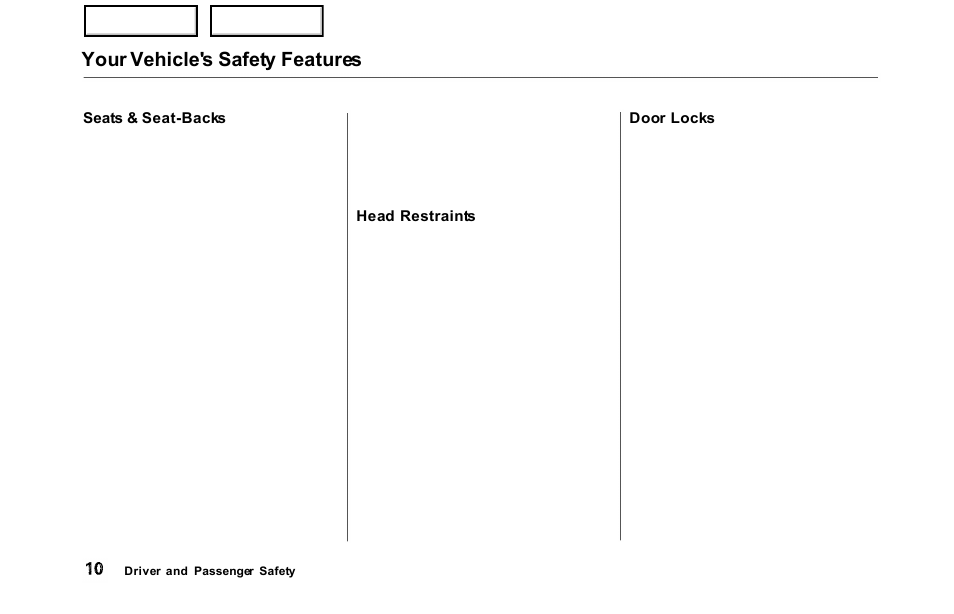 Your vehicle's safety features | HONDA 2000 Odyssey - Owner's Manual User Manual | Page 13 / 352