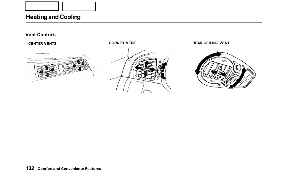 Heating and cooling | HONDA 2000 Odyssey - Owner's Manual User Manual | Page 135 / 352