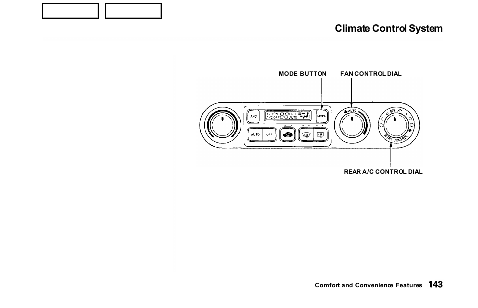 Climate control system | HONDA 2000 Odyssey - Owner's Manual User Manual | Page 146 / 352