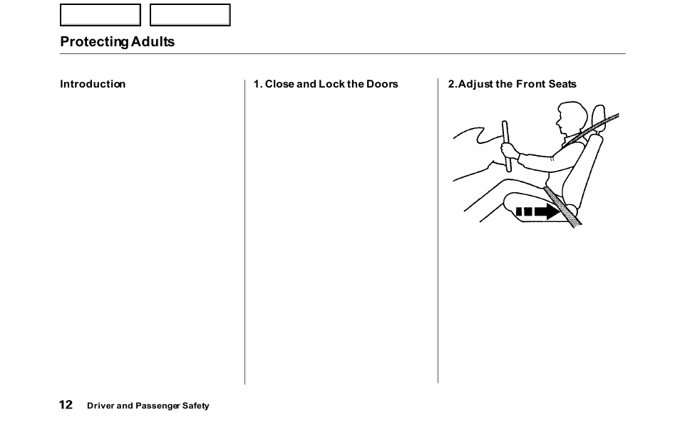 Protecting adults | HONDA 2000 Odyssey - Owner's Manual User Manual | Page 15 / 352