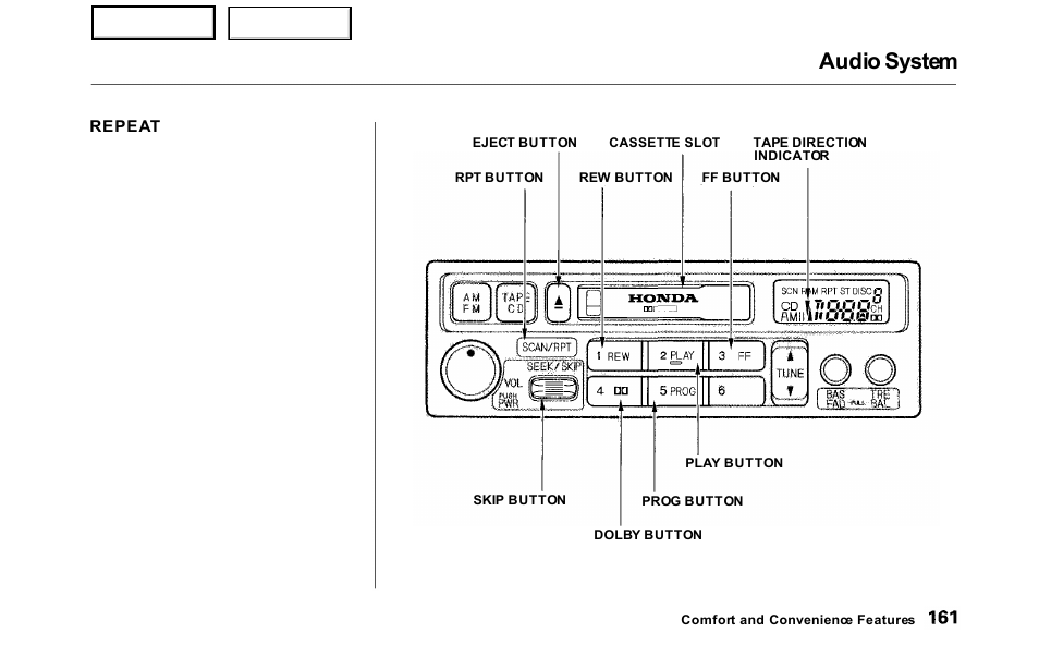 Audio system | HONDA 2000 Odyssey - Owner's Manual User Manual | Page 164 / 352