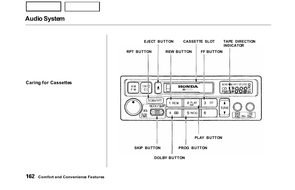 Audio system | HONDA 2000 Odyssey - Owner's Manual User Manual | Page 165 / 352