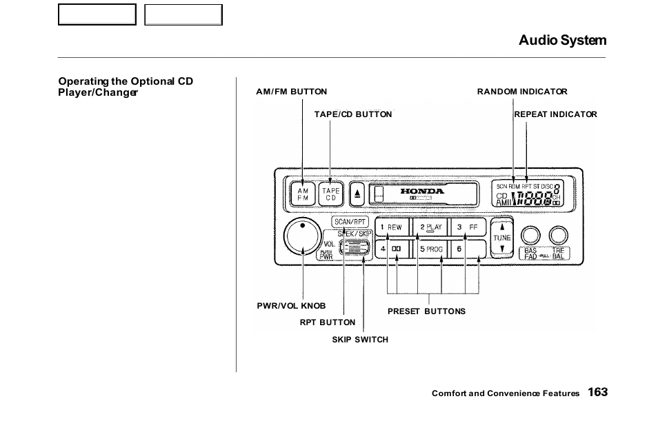 Audio system | HONDA 2000 Odyssey - Owner's Manual User Manual | Page 166 / 352