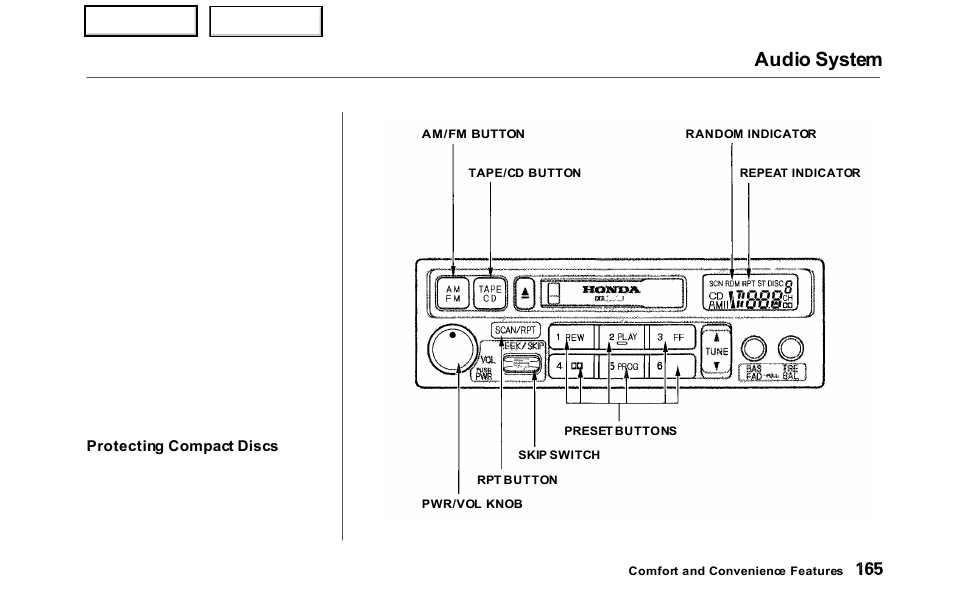 Audio system | HONDA 2000 Odyssey - Owner's Manual User Manual | Page 168 / 352