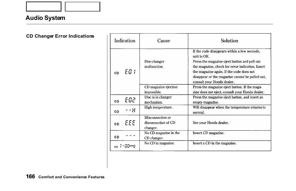 Audio system | HONDA 2000 Odyssey - Owner's Manual User Manual | Page 169 / 352