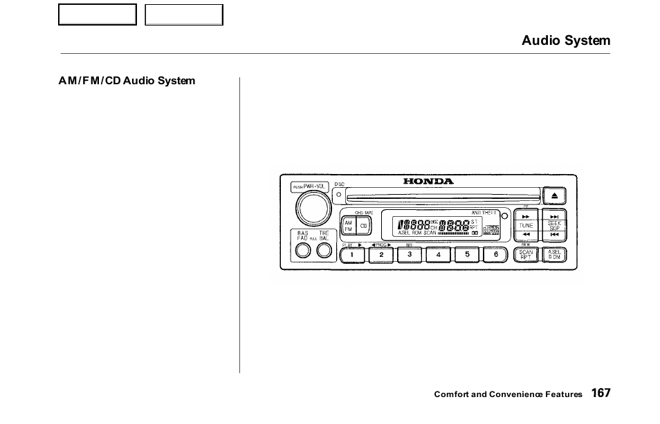 Audio system | HONDA 2000 Odyssey - Owner's Manual User Manual | Page 170 / 352