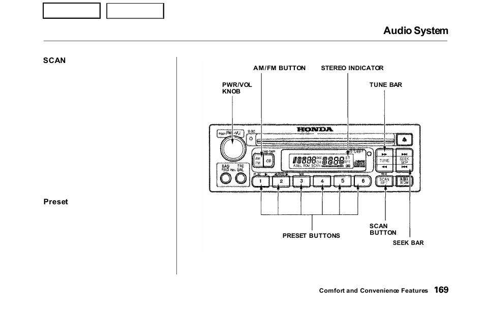 Audio system | HONDA 2000 Odyssey - Owner's Manual User Manual | Page 172 / 352