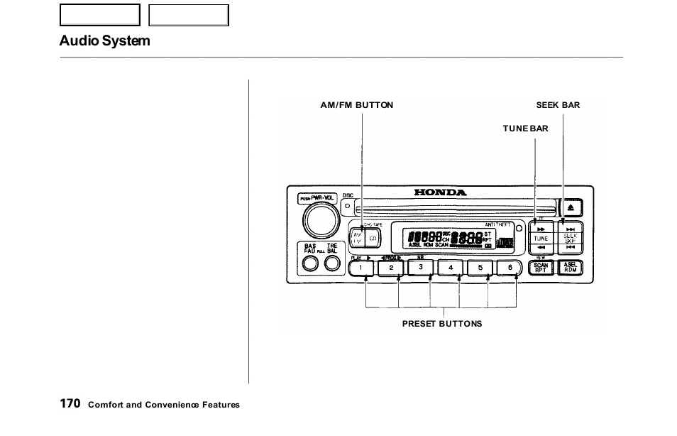 Audio system | HONDA 2000 Odyssey - Owner's Manual User Manual | Page 173 / 352