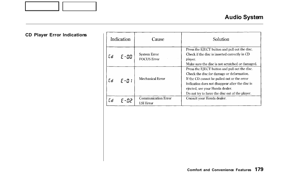 Audio system | HONDA 2000 Odyssey - Owner's Manual User Manual | Page 182 / 352