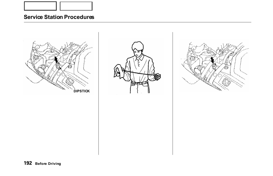 Service station procedures | HONDA 2000 Odyssey - Owner's Manual User Manual | Page 195 / 352