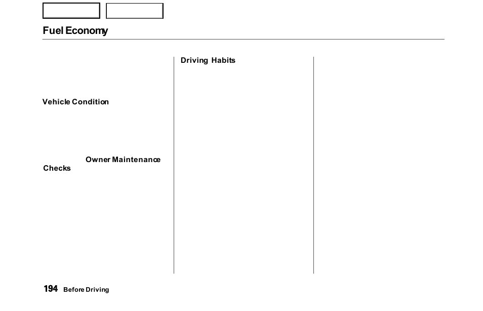 Fuel economy | HONDA 2000 Odyssey - Owner's Manual User Manual | Page 197 / 352