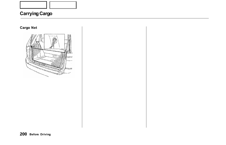 Carrying cargo | HONDA 2000 Odyssey - Owner's Manual User Manual | Page 203 / 352