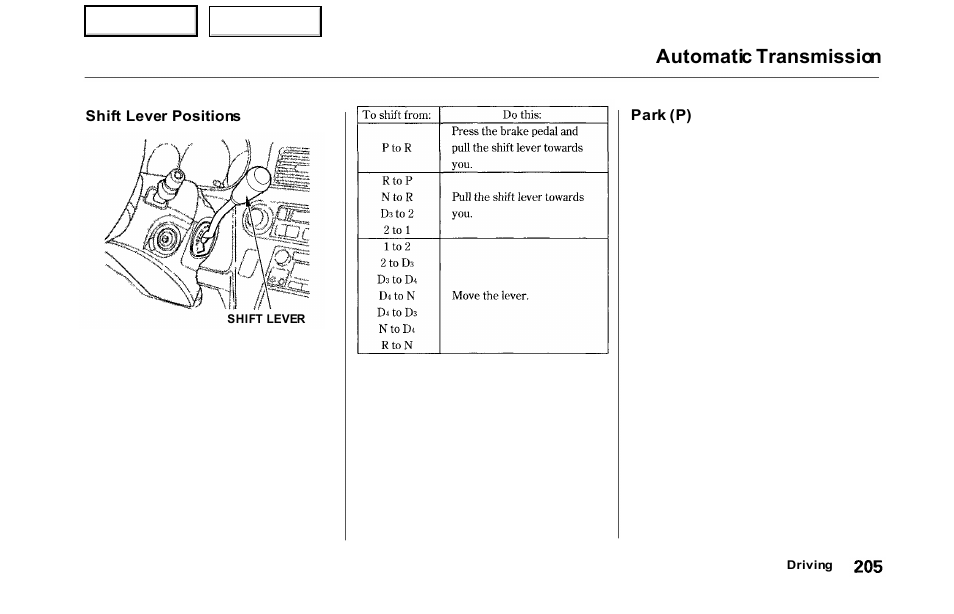 Automatic transmission | HONDA 2000 Odyssey - Owner's Manual User Manual | Page 208 / 352