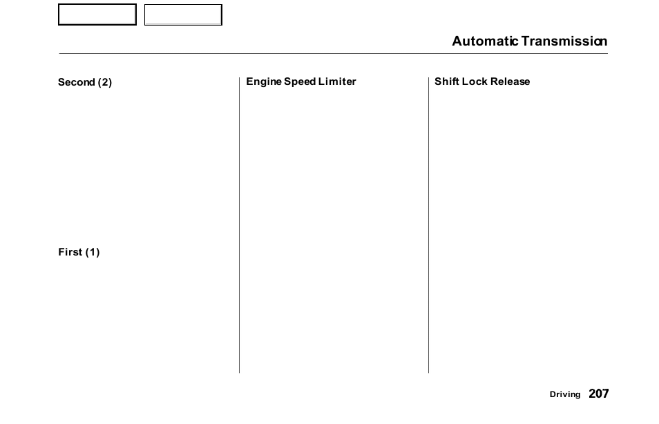 Automatic transmission | HONDA 2000 Odyssey - Owner's Manual User Manual | Page 210 / 352