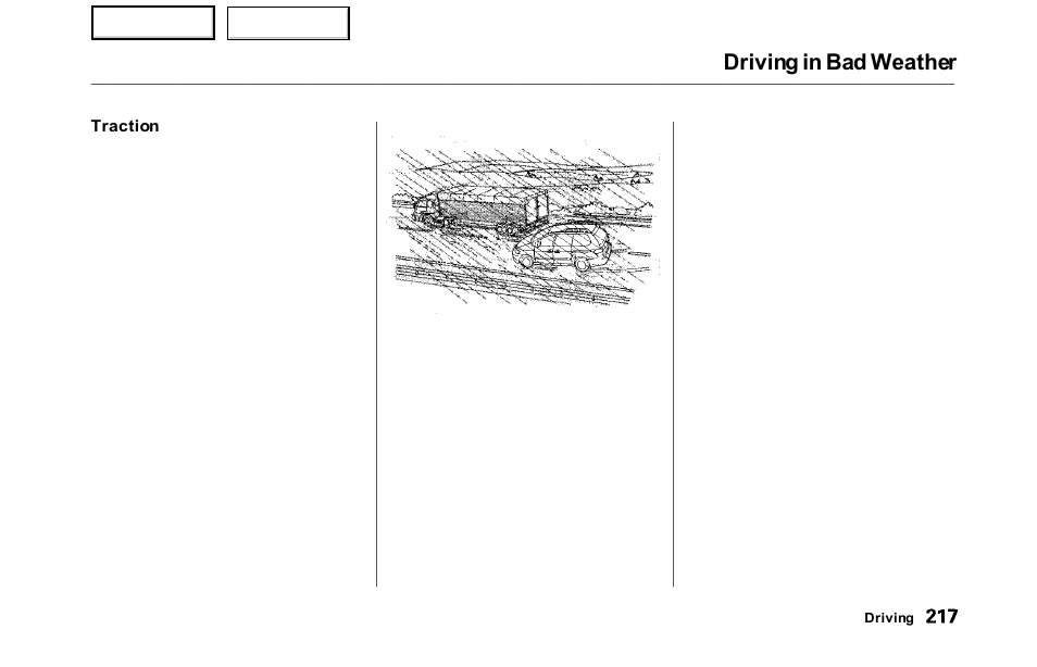 Driving in bad weather | HONDA 2000 Odyssey - Owner's Manual User Manual | Page 220 / 352