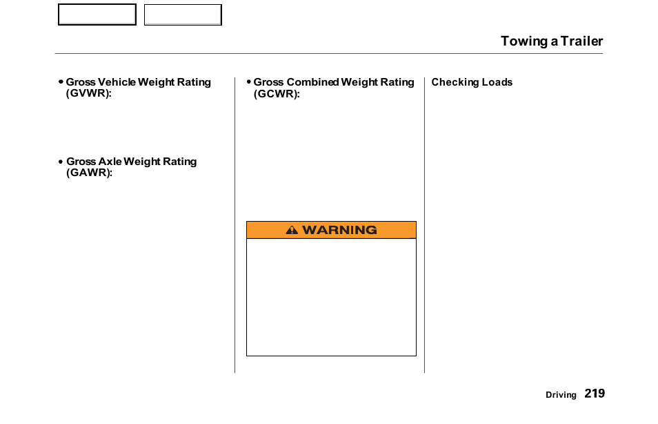 Towing a trailer | HONDA 2000 Odyssey - Owner's Manual User Manual | Page 222 / 352