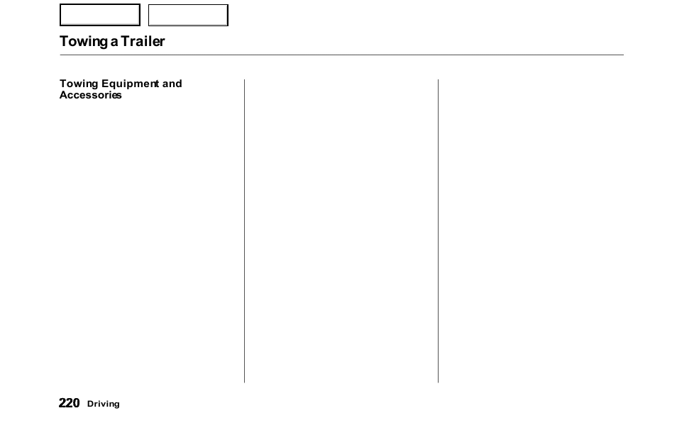 Towing a trailer | HONDA 2000 Odyssey - Owner's Manual User Manual | Page 223 / 352