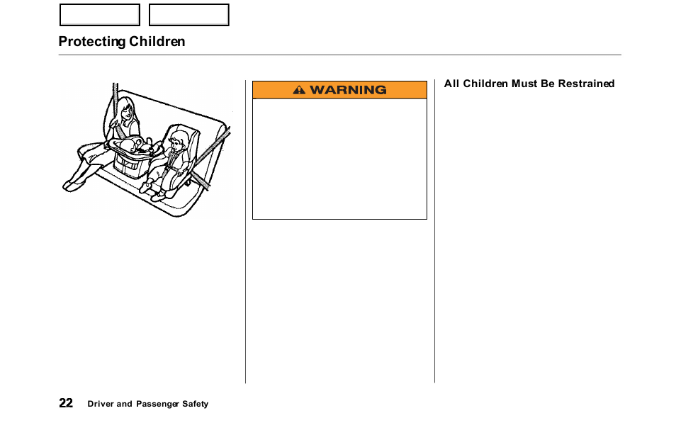 Protecting children | HONDA 2000 Odyssey - Owner's Manual User Manual | Page 25 / 352