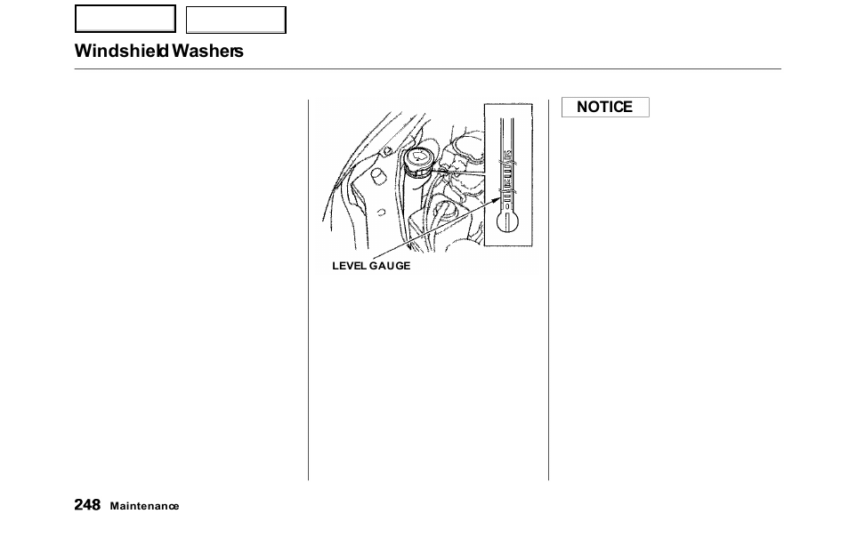 Windshield washers | HONDA 2000 Odyssey - Owner's Manual User Manual | Page 251 / 352