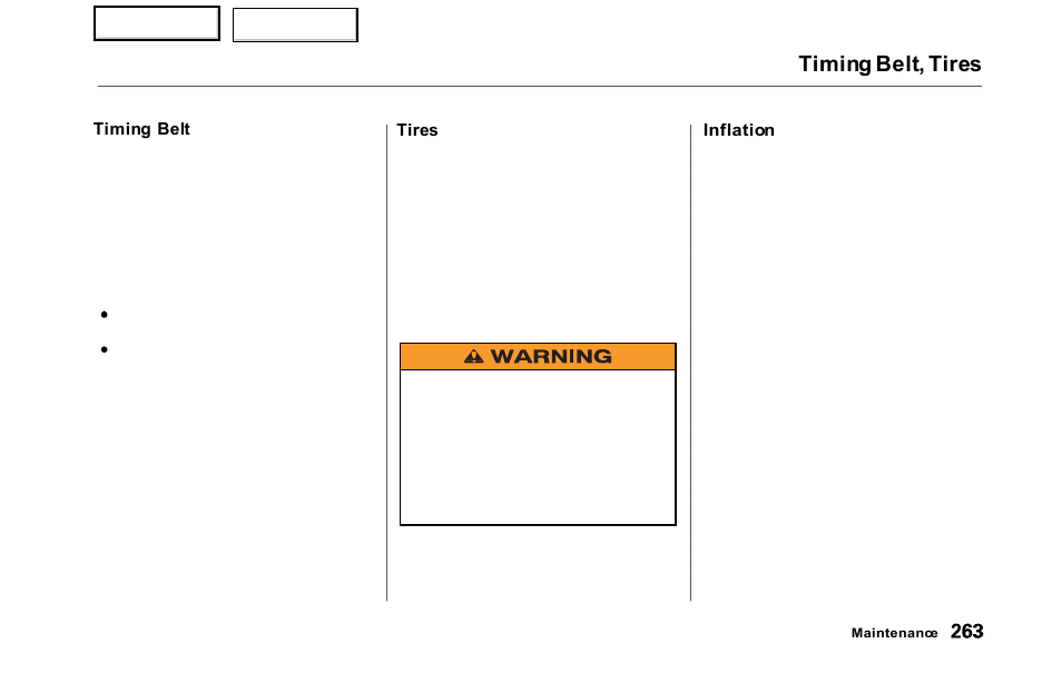 Timing belt, tires | HONDA 2000 Odyssey - Owner's Manual User Manual | Page 266 / 352