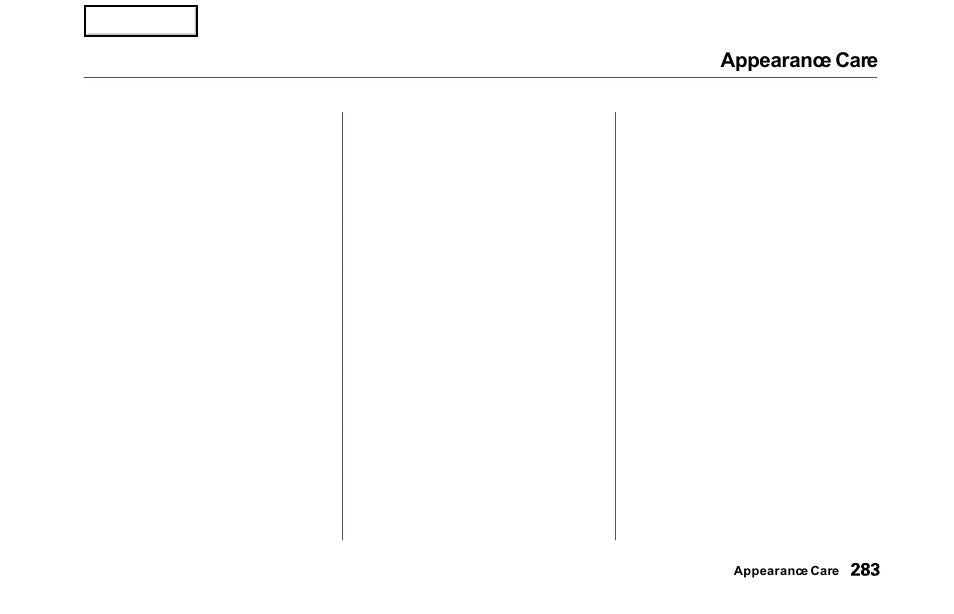 Appearance care | HONDA 2000 Odyssey - Owner's Manual User Manual | Page 286 / 352