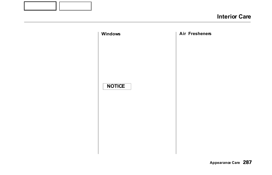 Interior care | HONDA 2000 Odyssey - Owner's Manual User Manual | Page 290 / 352