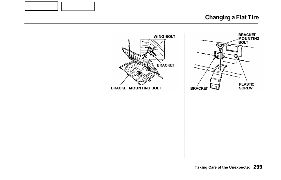 Changing a flat tire | HONDA 2000 Odyssey - Owner's Manual User Manual | Page 302 / 352