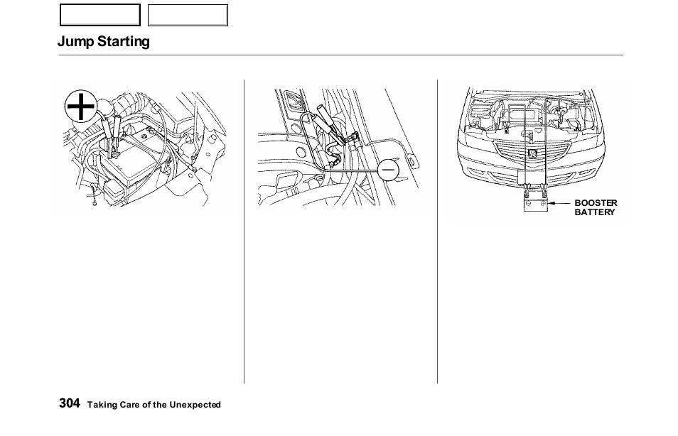 Jump starting | HONDA 2000 Odyssey - Owner's Manual User Manual | Page 307 / 352