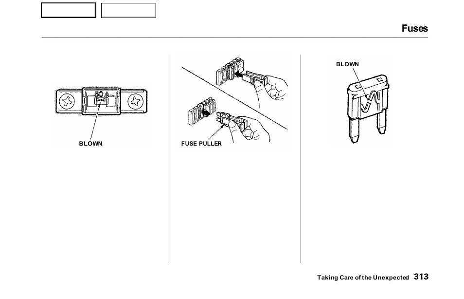 Fuses | HONDA 2000 Odyssey - Owner's Manual User Manual | Page 316 / 352