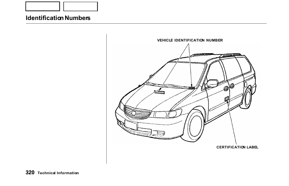 Identification numbers | HONDA 2000 Odyssey - Owner's Manual User Manual | Page 323 / 352