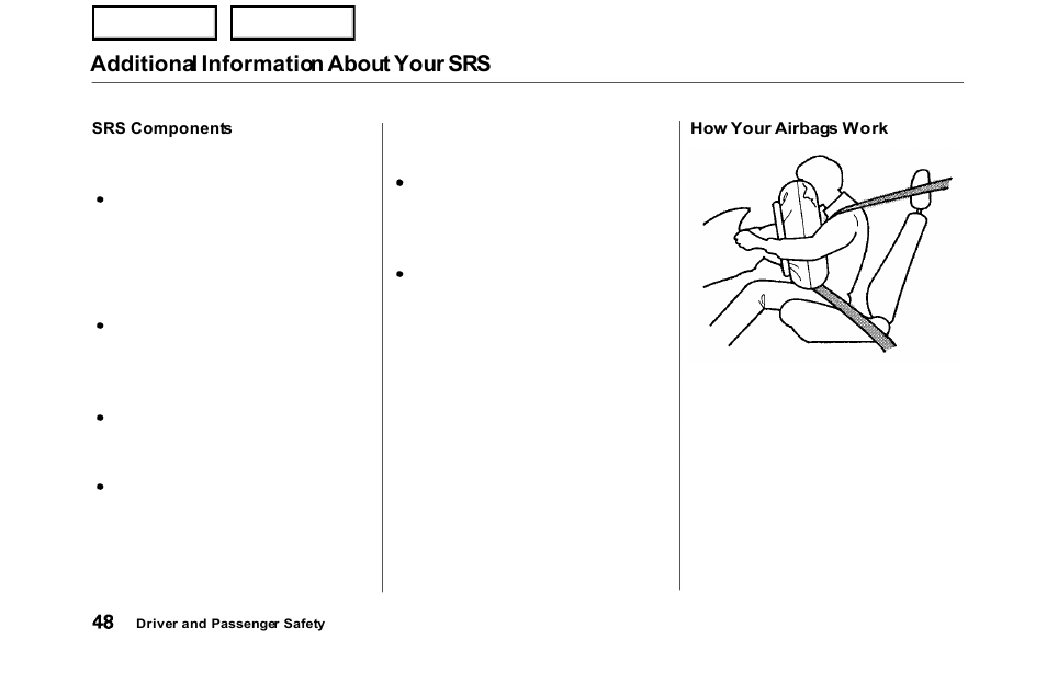 Additional information about your srs | HONDA 2000 Odyssey - Owner's Manual User Manual | Page 51 / 352