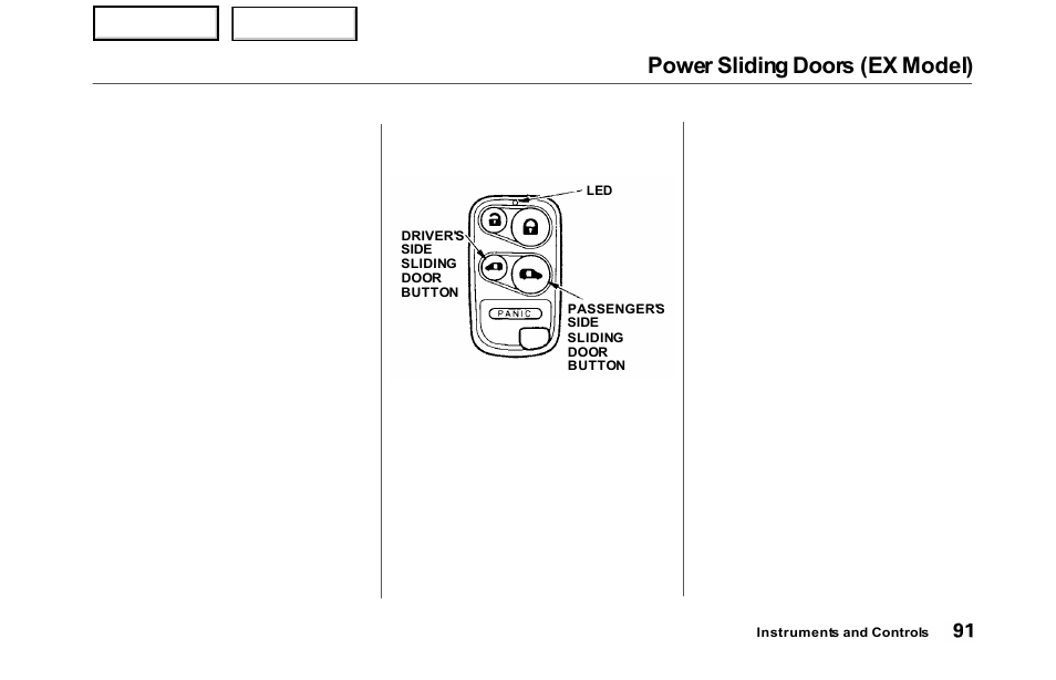 Power sliding doors (ex model) | HONDA 2000 Odyssey - Owner's Manual User Manual | Page 94 / 352