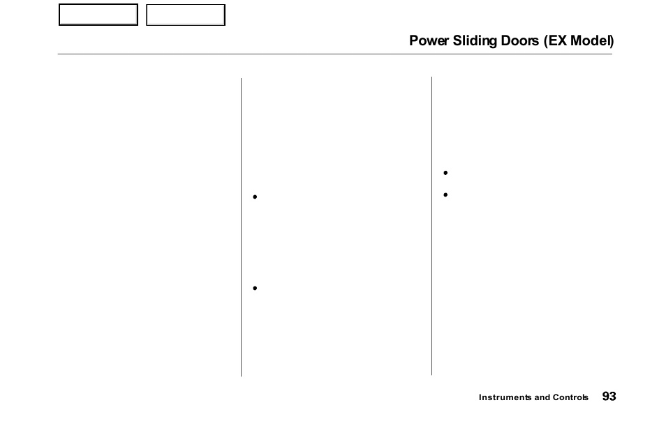 Power sliding doors (ex model) | HONDA 2000 Odyssey - Owner's Manual User Manual | Page 96 / 352