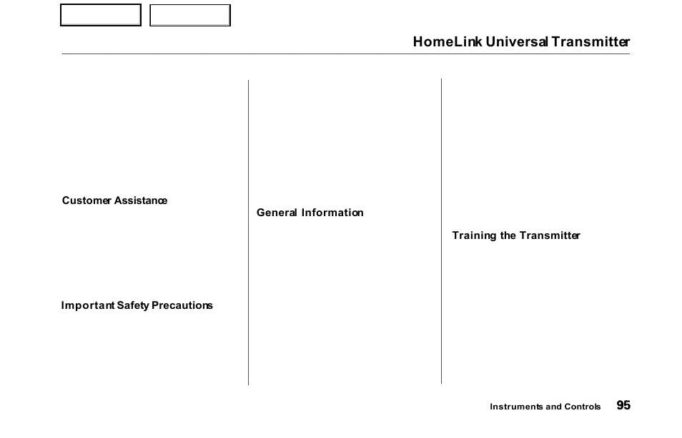 Homelink universal transmitter | HONDA 2000 Odyssey - Owner's Manual User Manual | Page 98 / 352