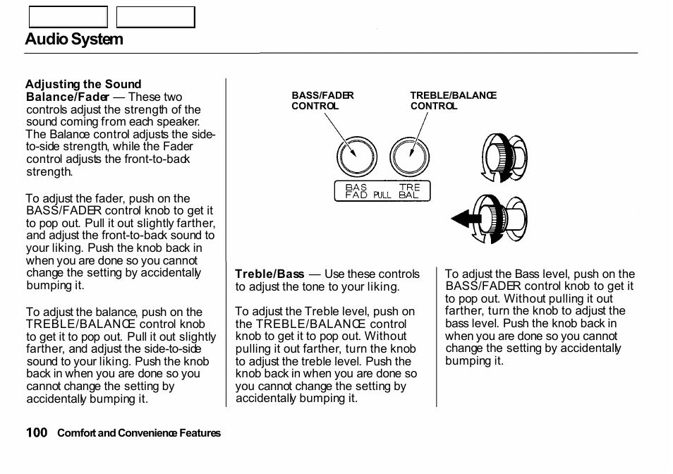 Audio system | HONDA 2000 Insight  - Owner's Manual User Manual | Page 103 / 262