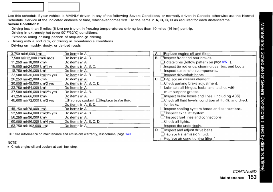HONDA 2000 Insight  - Owner's Manual User Manual | Page 156 / 262