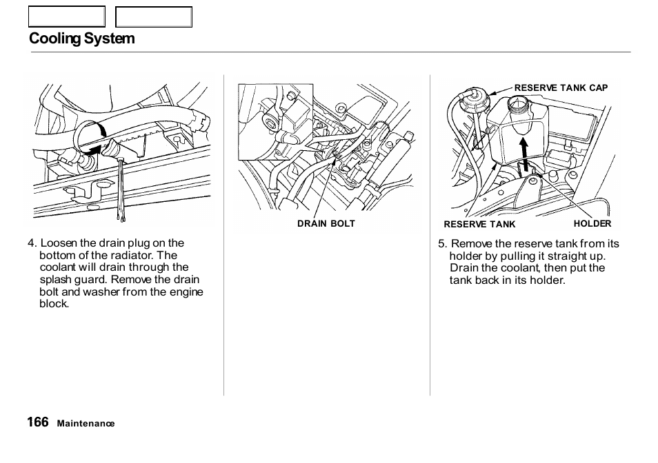 Cooling system | HONDA 2000 Insight  - Owner's Manual User Manual | Page 169 / 262